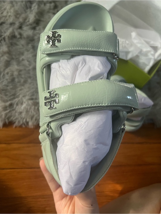 Tory Burch Mint Green Kira Padded Patent Leather Sport  display picture 1